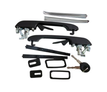 Door Handle Compatible Volkswagen Golf Front Right+Left With Key 2Pcs Outer
