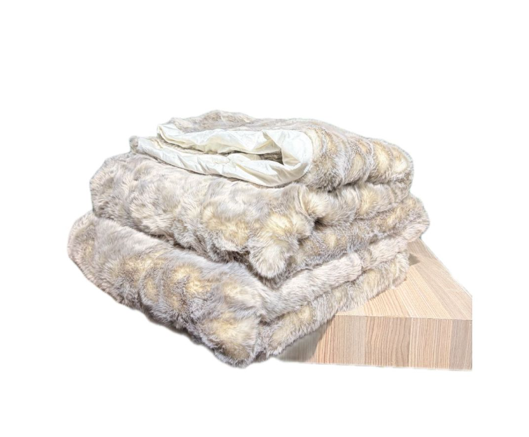 Luxury Faux Fur Blanket King - Champagne Frost