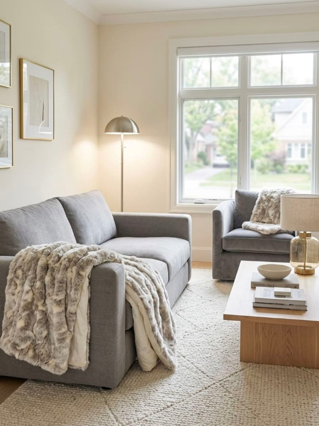 Luxury Faux Fur Blanket King - Champagne Frost