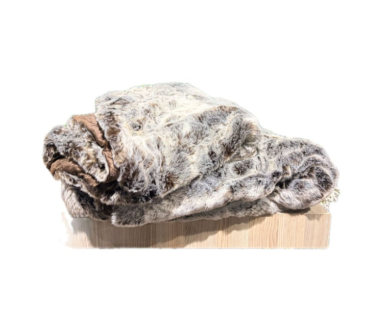 Luxury Faux Fur Blanket King - Snow Leopard