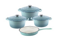 Sastro - New Design Dutch Pot Cookware Sets Cast Iron - 7 Piece - Sky Blue