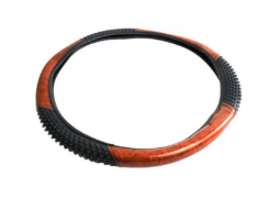 Steering Wheel Cover -Walnut Wood And Black MSAGE ( Medium )