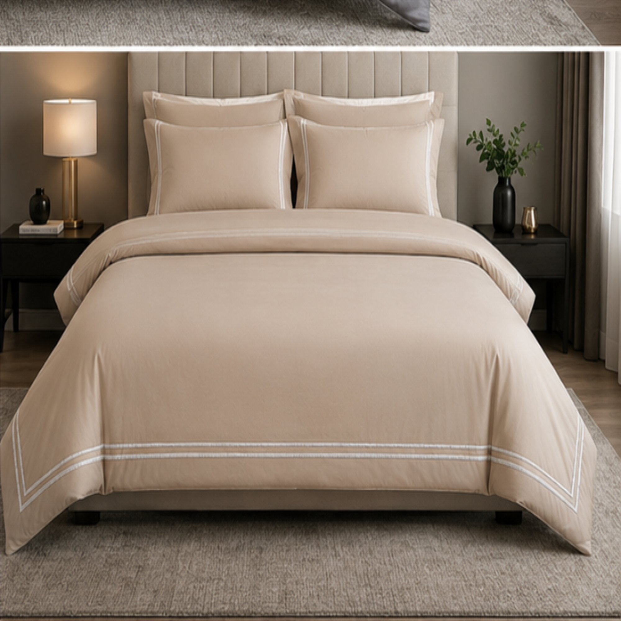 Absolute Decor 600 Thread Count Egyptian Combed Cotton Luxury Embroidered Duvet Cover Set