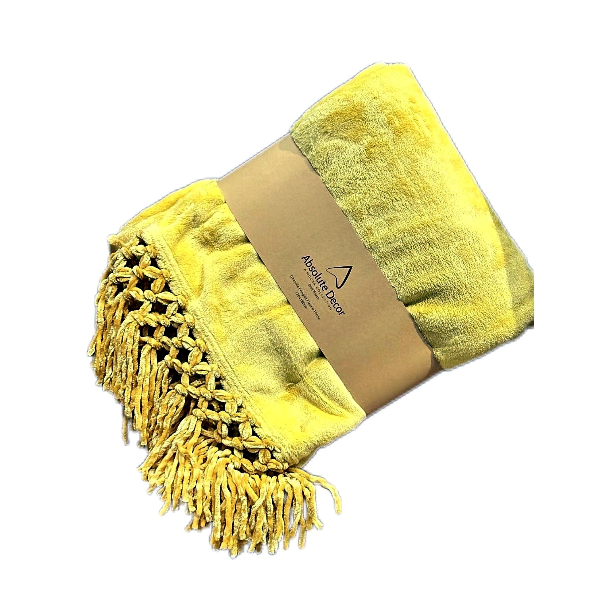 Absolute Decor Chenille Fringe Soft Touch 130X180 Throw - Yellow
