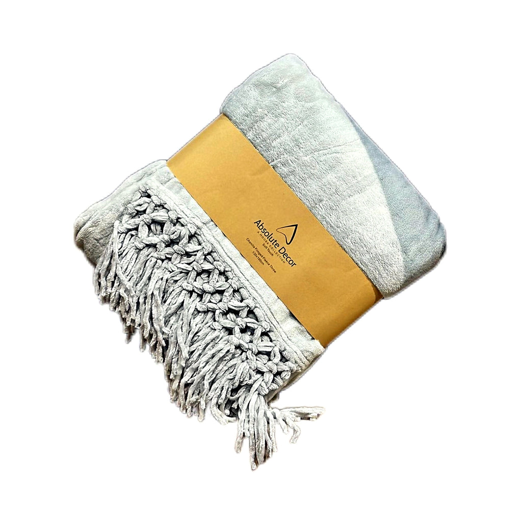Absolute Decor Chenille Fringe Soft Touch 130X180 Throw - Grey