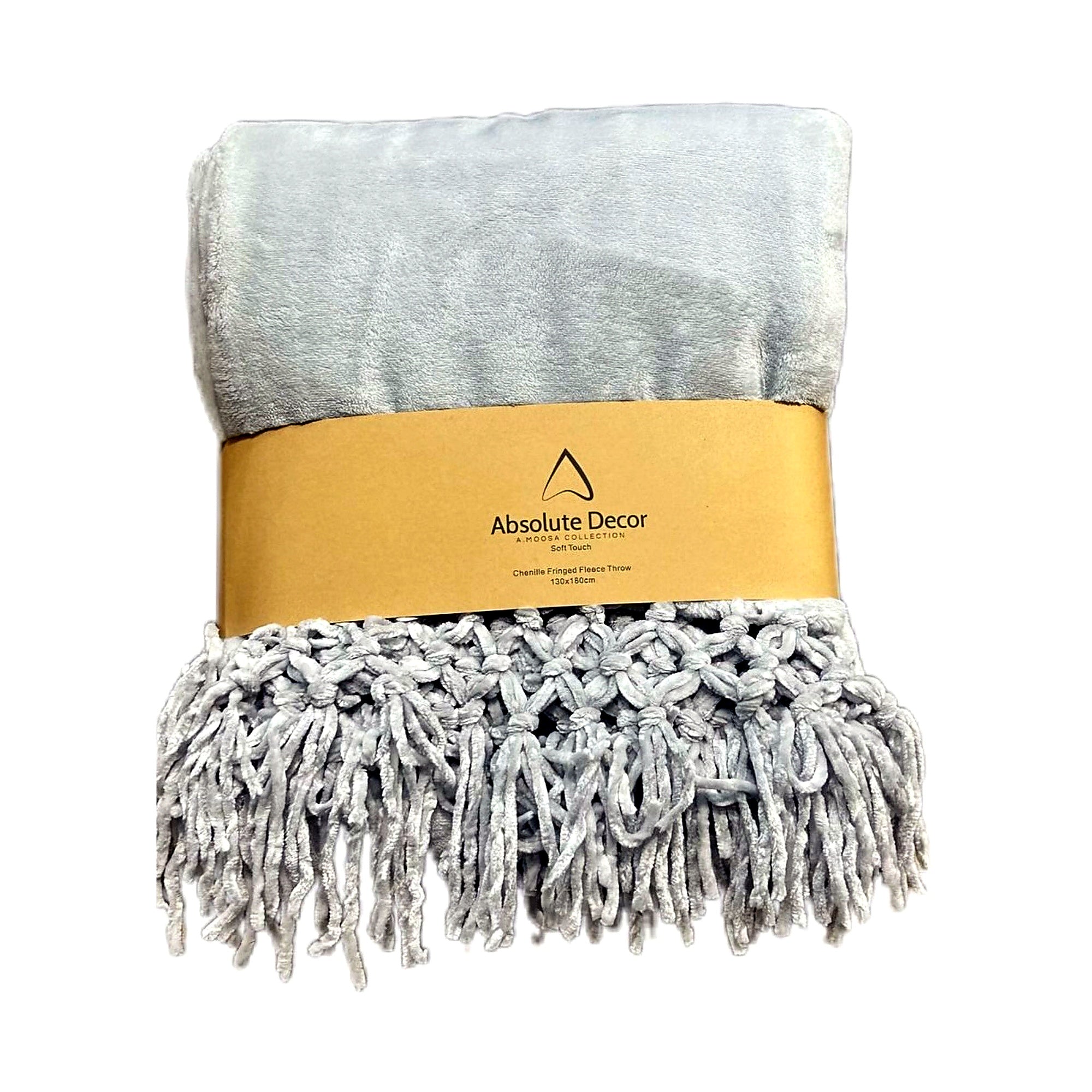 Absolute Decor Chenille Fringe Soft Touch 130X180 Throw - Grey