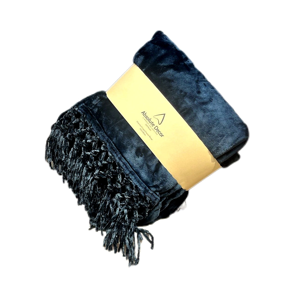 Absolute Decor Chenille Fringe Soft Touch 130X180 Throw - Black