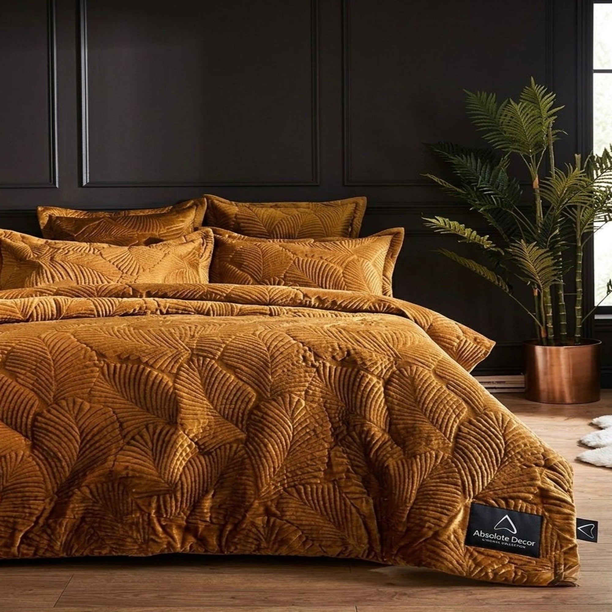 Absolute Decor Crushed Velvet 5pc Bedspread set
