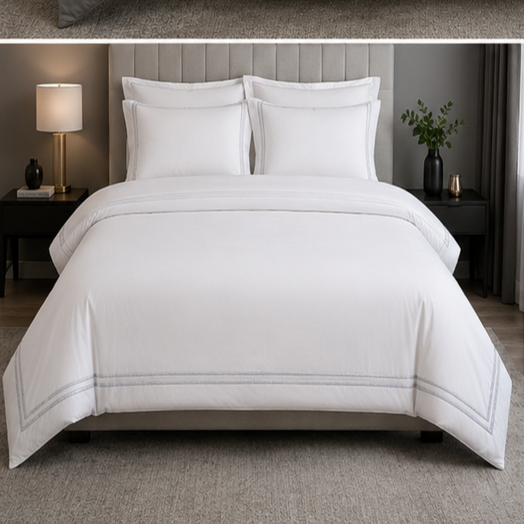 Absolute Decor 600 Thread Count Egyptian Combed Cotton Luxury Embroidered Duvet Cover Set
